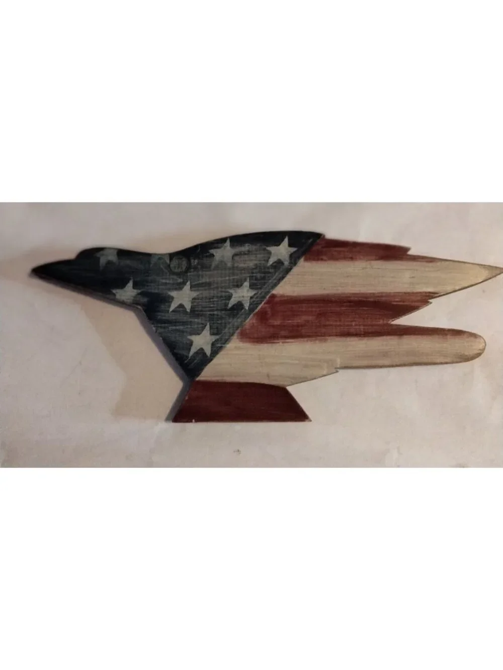 Wooden Eagle Wall Decor Patriotic American Flag Handmade Art Rustic Cottage